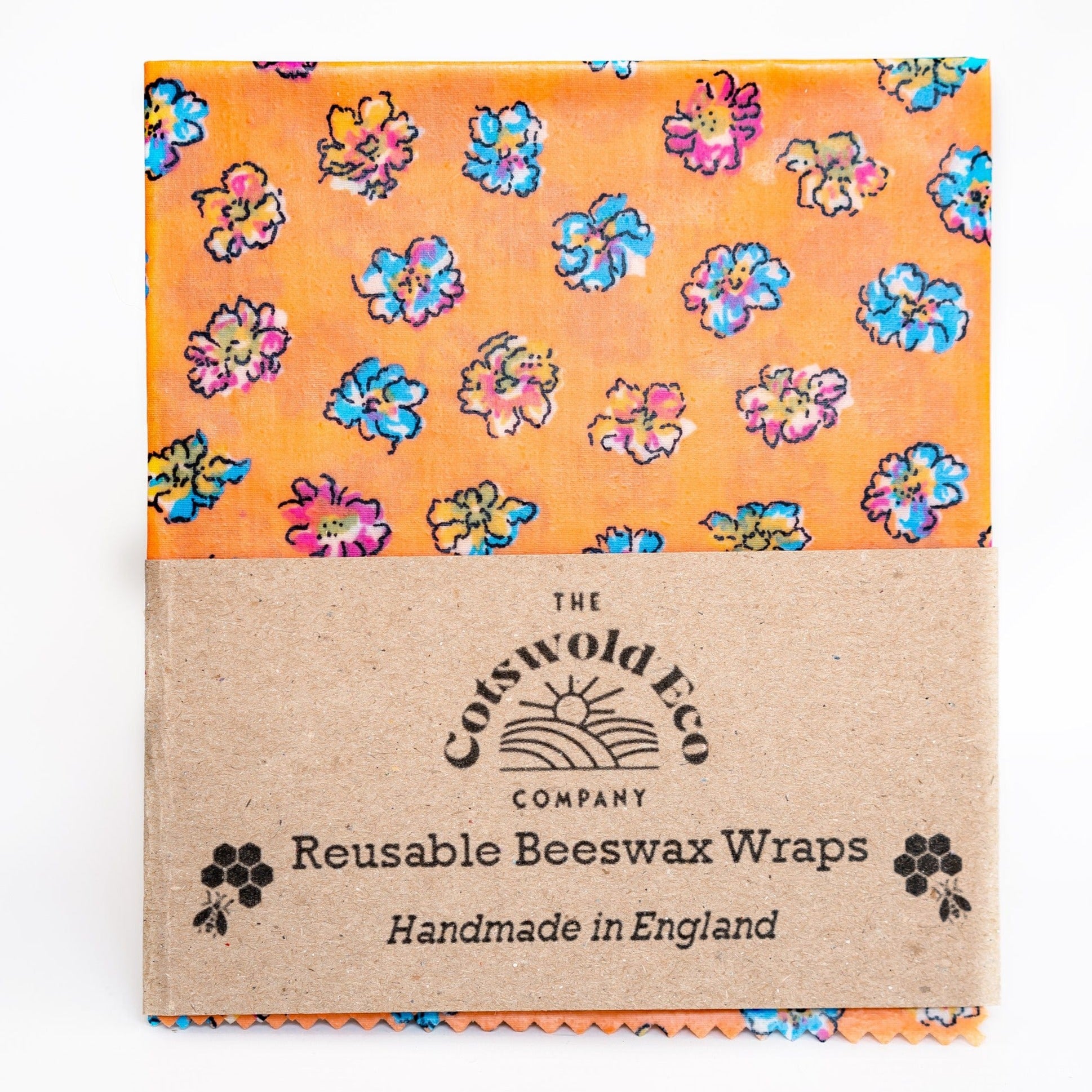 The Cotswold Eco Company Handmade Beeswax Wrap - Red Flowersl