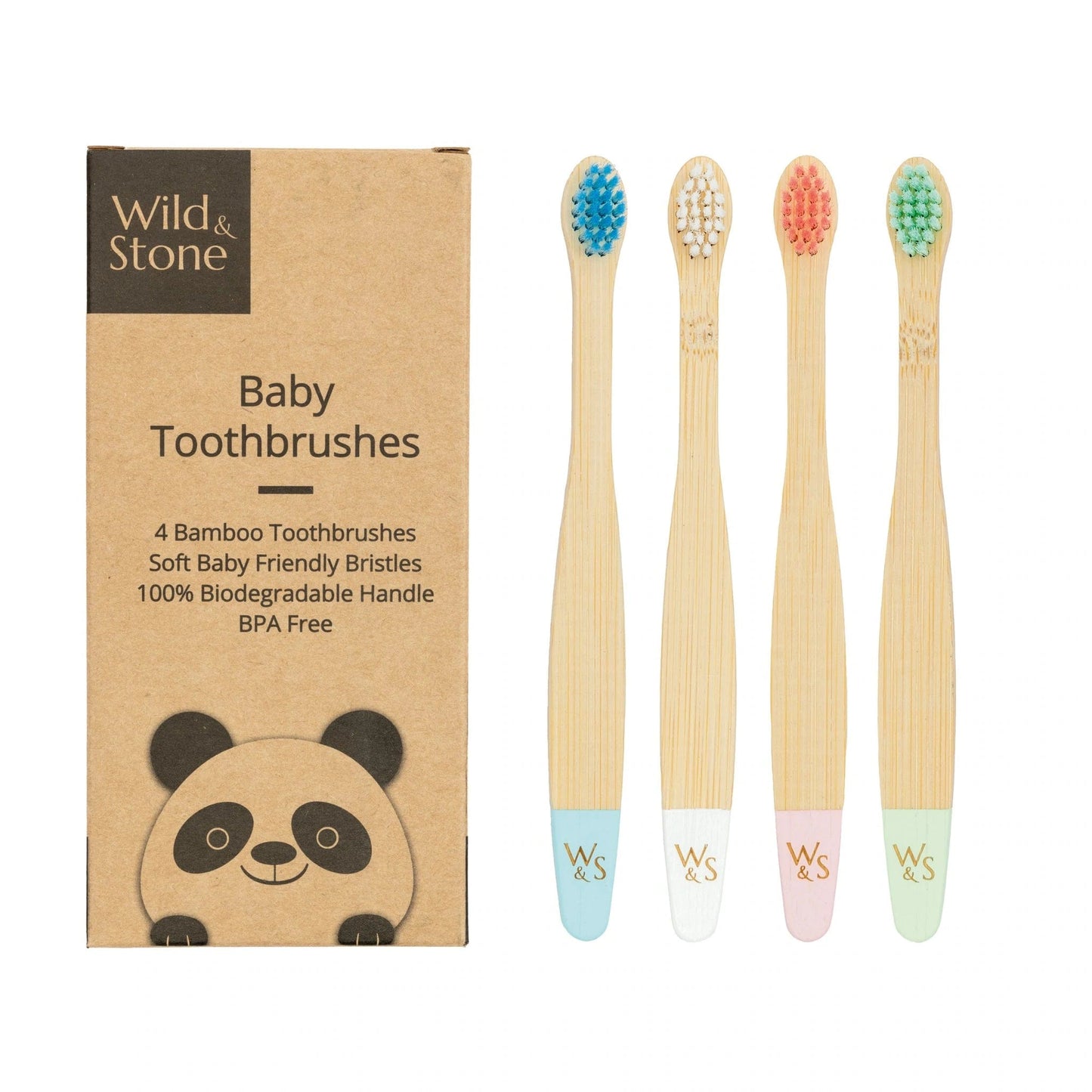 Baby Bamboo Toothbrush - 4 Pack - Extra Soft Bristles - www.thecotswoldecocompany.co.uk
