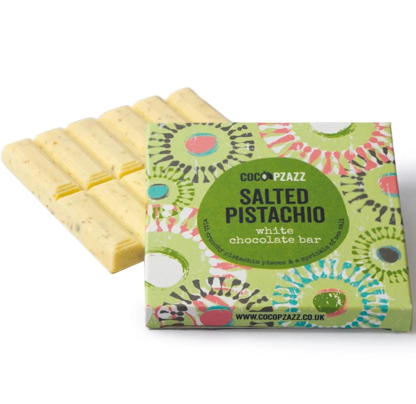 Coco Pzazz Salted Pistachio White Chocolate Bar 80g