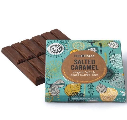 Coco Pzazz Vegan Salted Caramel ‘Milk’ Chocolate Bar 80g