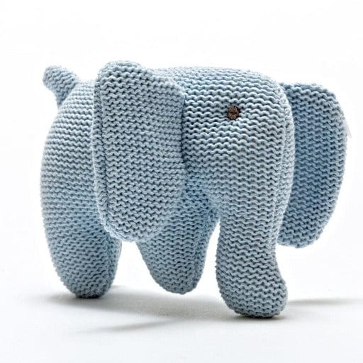 Knitted Organic Cotton Elephant Baby Rattle