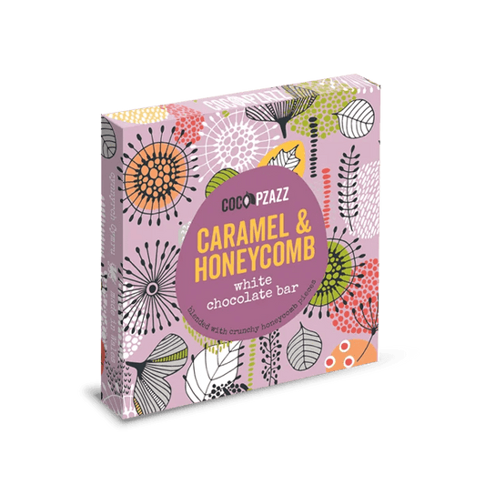 Caramel & Honeycomb White Chocolate Bar 80g - www.thecotswoldecocompany.co.uk