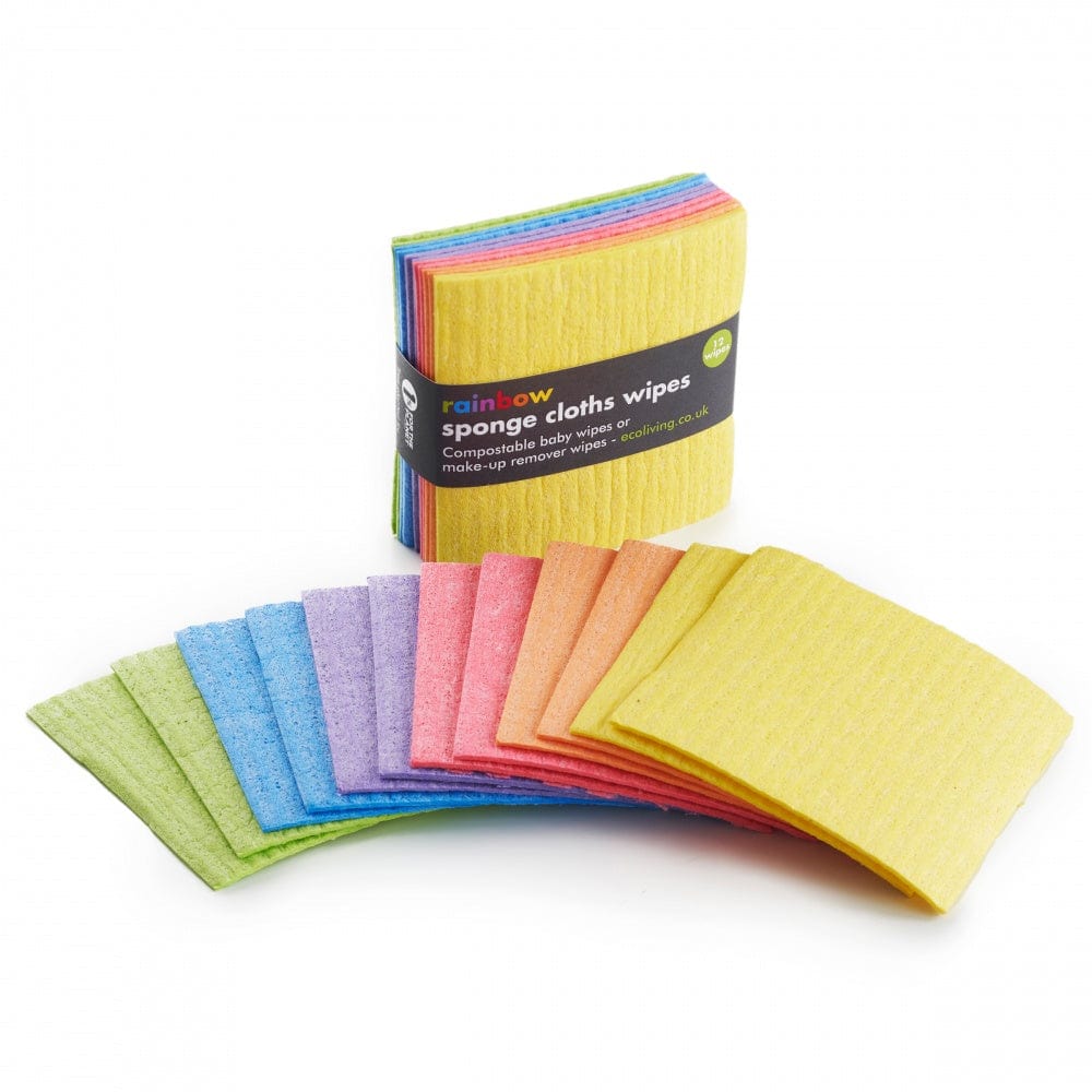 Reusable & Compostable Sponge Baby Wipes - Rainbow 12 Pack