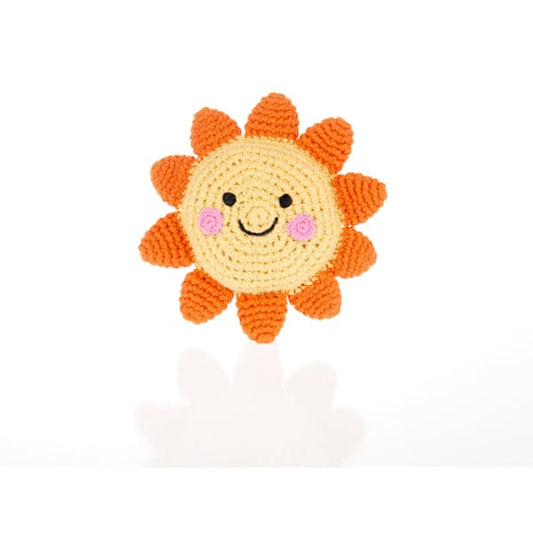 Pebble Child Fair Trade Organic Rattle - Friendly Sun