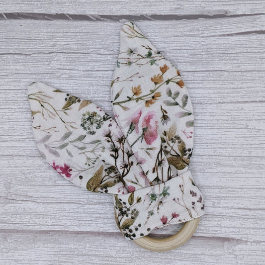 Bunny Ear Muslin & Natural Wood Teether