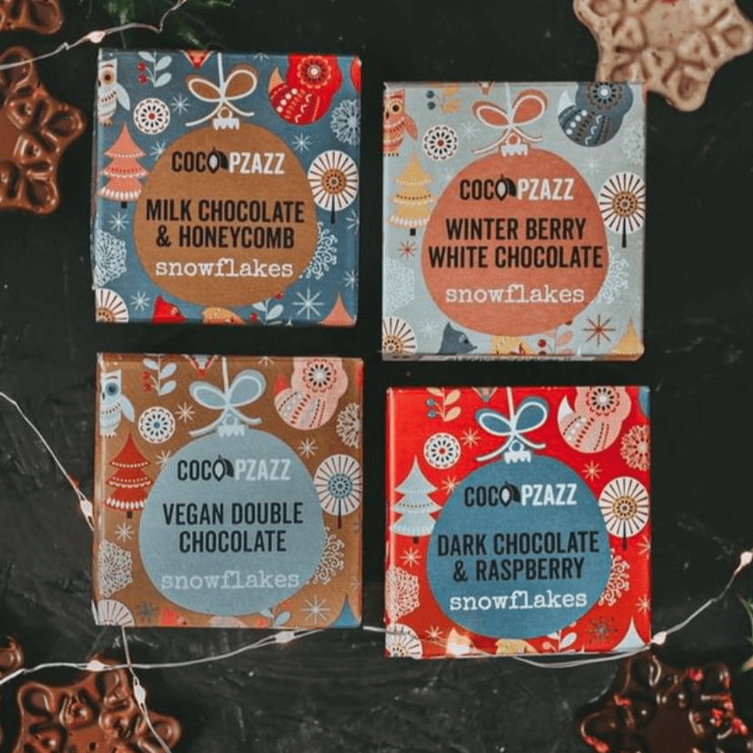 Coco Pzazz Milk Chocolate and Honeycomb Snowflakes