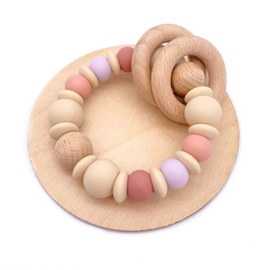 Teething Rattle - 'Boho Blush' - www.thecotswoldecocompany.co.uk