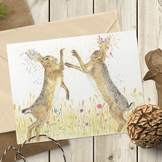 Eco-Friendly Valentines Card - Boxing Hares