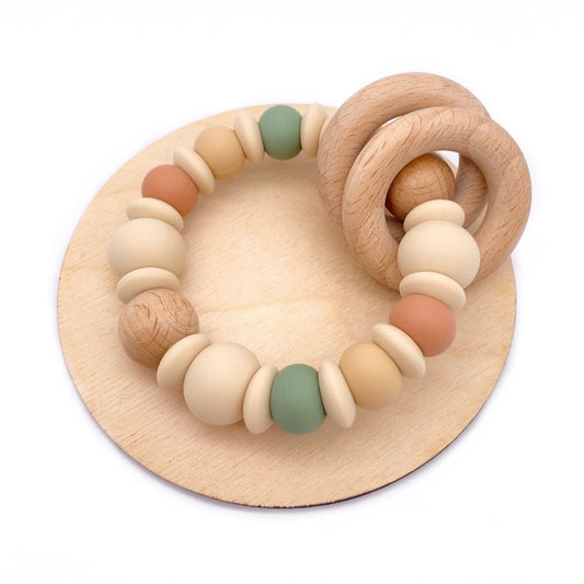 Teething Rattle - 'Boho Pine' - www.thecotswoldecocompany.co.uk