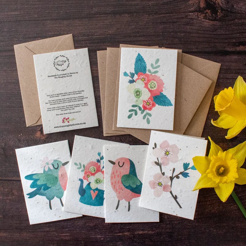 Mini Plantable Notelets - Birds & Flowers - Set of 6