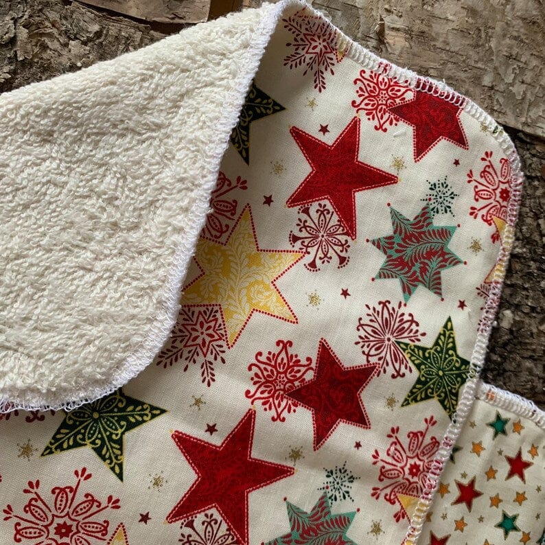 Large Reusable Wipes - 2 Pack - Christmas - Cotton - Face Wipes - Stars