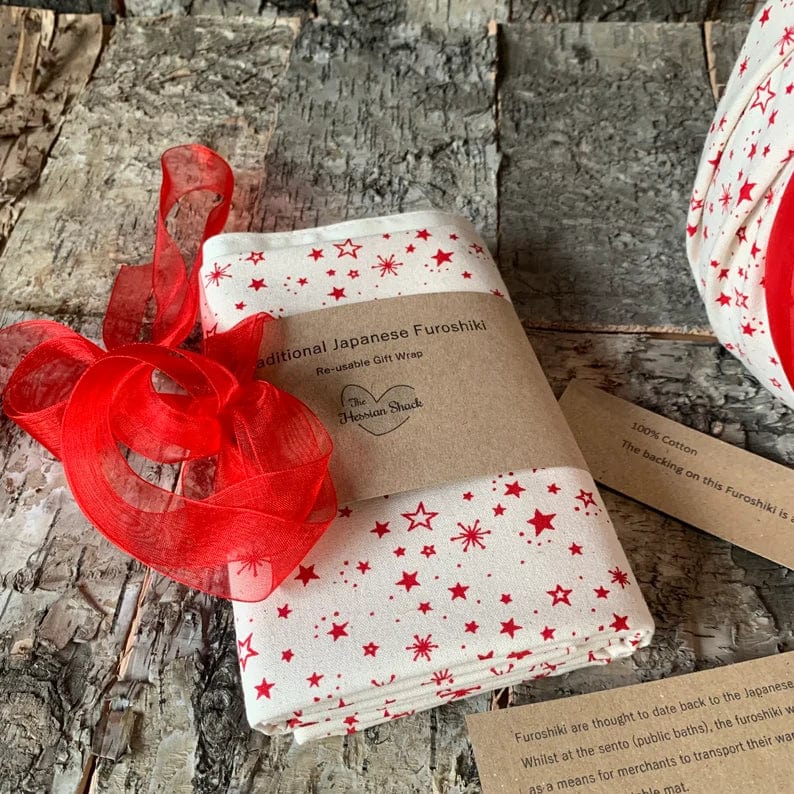 Eco-Friendly Re-Usable Gift Wrap - Japanese Furoshiki - Red Star