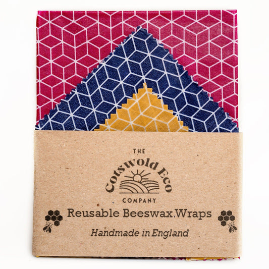 Handmade Beeswax Wraps - Set of 3 - Geometric
