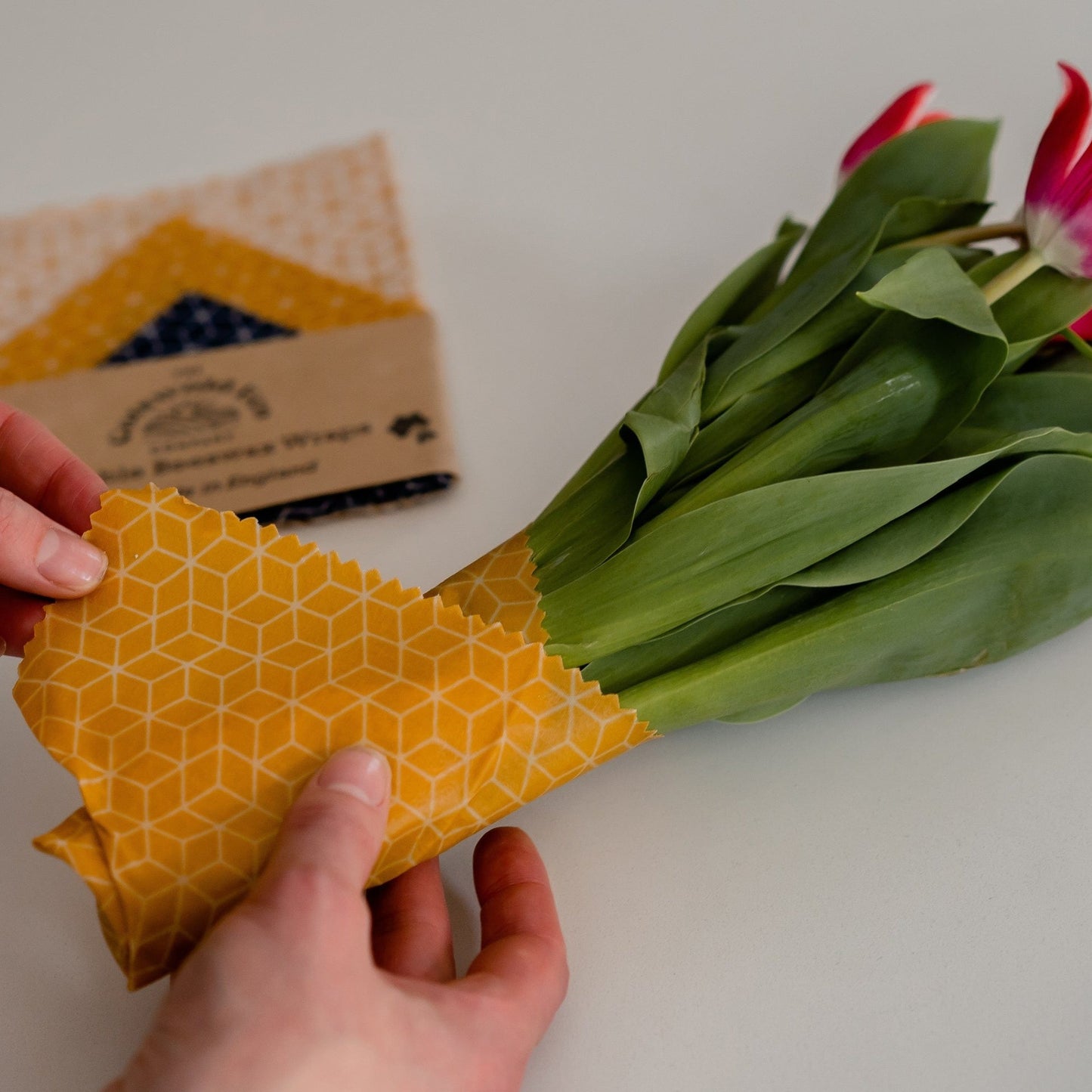The Cotswold Eco Company Handmade Beeswax Wrap - Wrapping a Bunch of Flowers