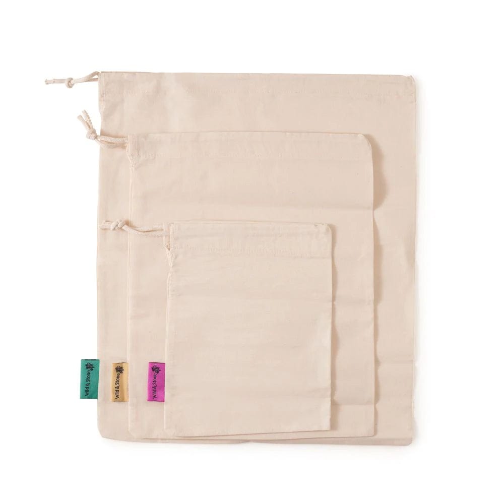 Reusable Produce Bags - Organic Cotton - Set of 3 - www.thecotswoldecocompany.co.uk