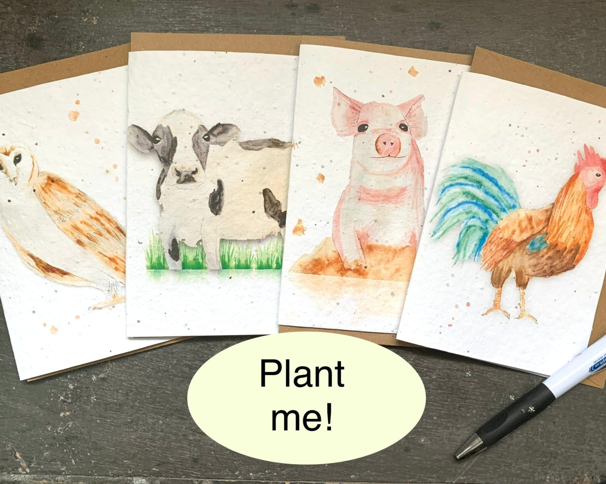 Plantable Seeded Eco-Friendly Card - Pack of Four - Farmyard