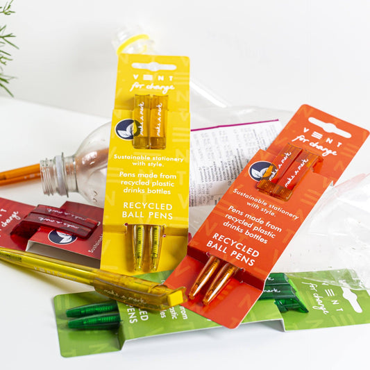 Recycled Plastic Drinks Bottle Pens - 2 Pack - www.thecotswoldecocompany.co.uk