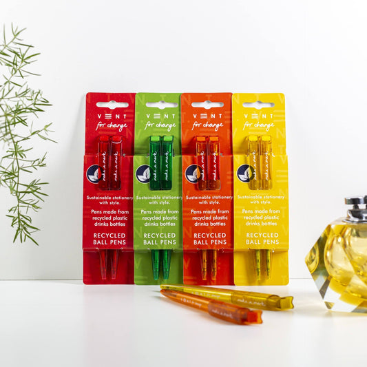 Recycled Plastic Drinks Bottle Pens - 2 Pack - www.thecotswoldecocompany.co.uk