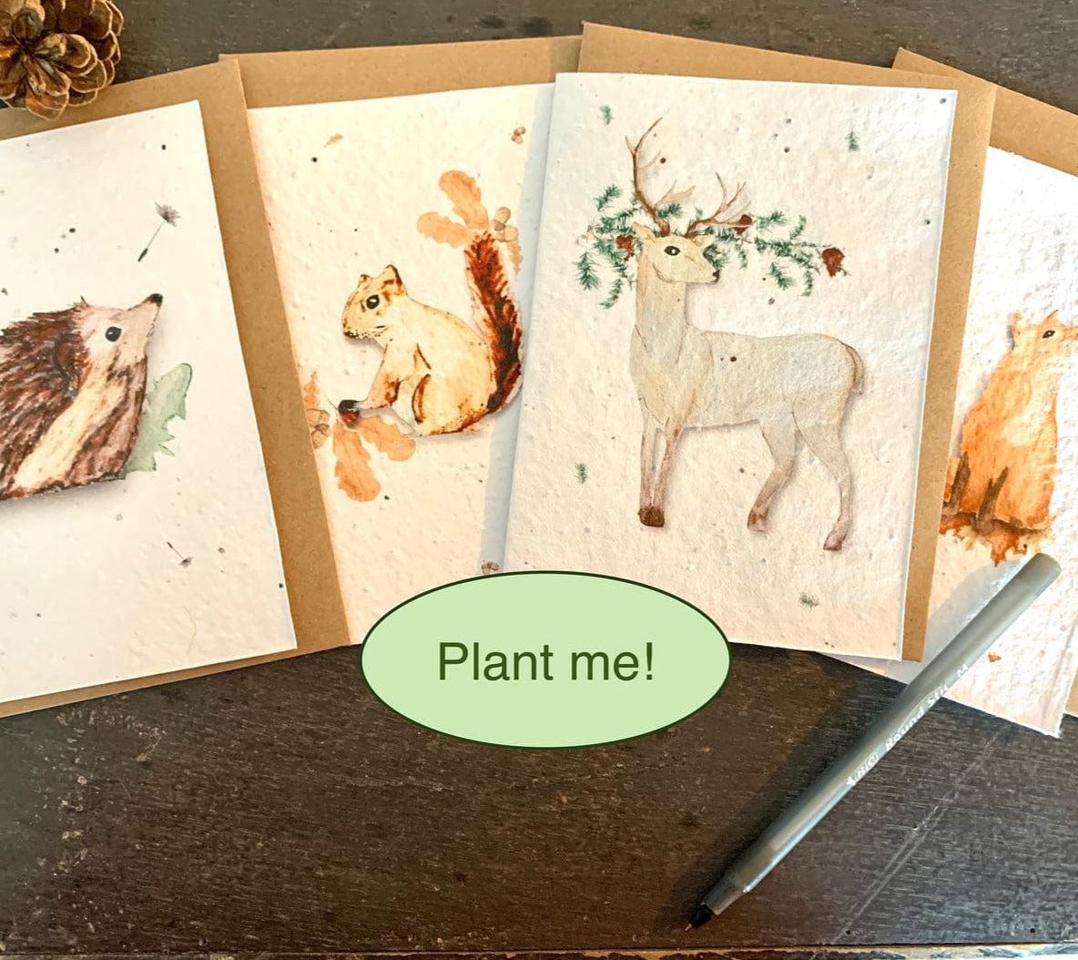 Plantable Seeded Eco-Friendly Card - Pack of Four - Woodland Animals