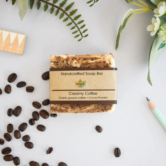 Handcrafted Cold-Process Soap Bar - Creamy Coffee - www.thecotswoldecocompany.co.uk