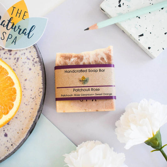 Handcrafted Cold-Process Soap Bar - Patchouli Rose - www.thecotswoldecocompany.co.uk
