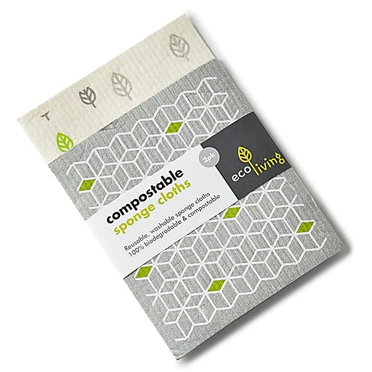 Compostable Sponge Cleaning Cloths - 2 Pack - www.thecotswoldecocompany.co.uk