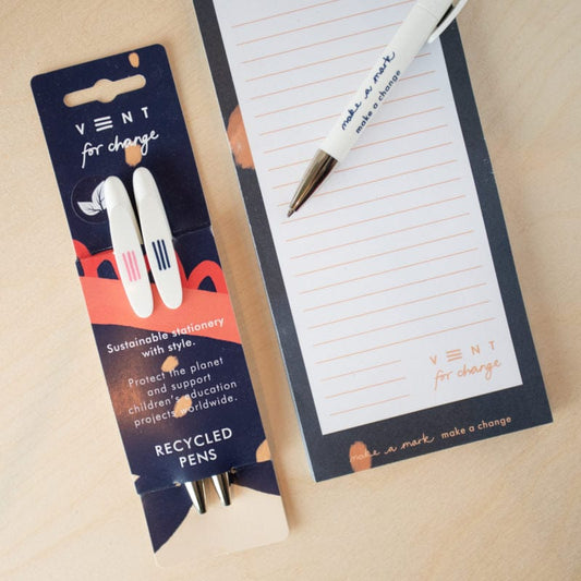 Recycled Single Use Plastic Pens - 2 Pack - www.thecotswoldecocompany.co.uk