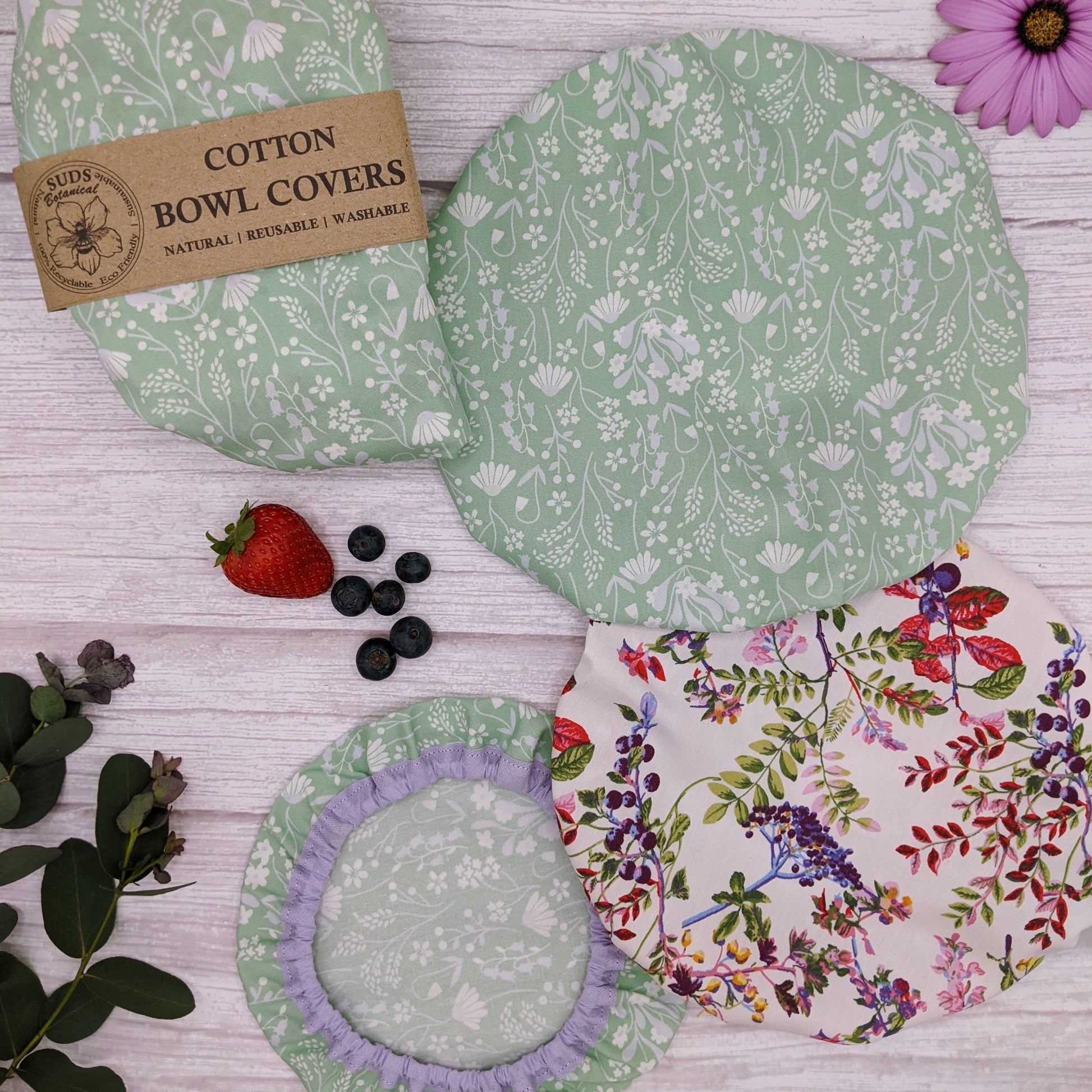 Reusable Cotton Bowl Covers - Set of 3 - www.thecotswoldecocompany.co.uk