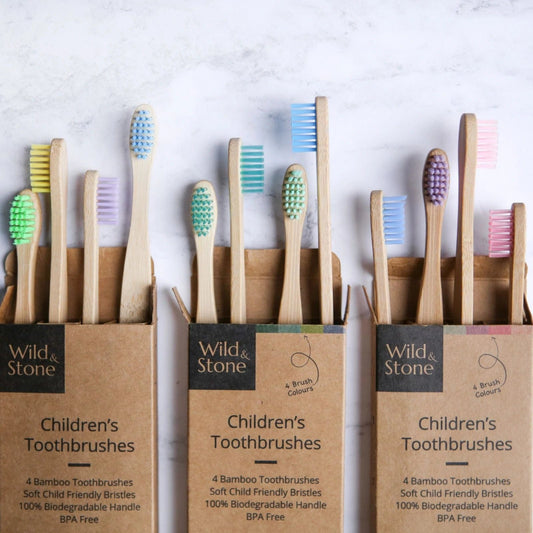Children's Bamboo Toothbrush - 4 Pack - www.thecotswoldecocompany.co.uk