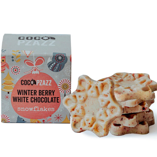 Coco Pzazz Winter Berry White Chocolate Snowflakes