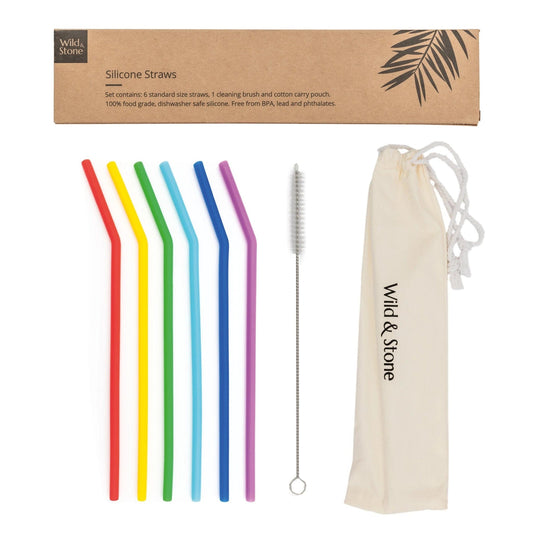 Reusable Silicone Straws - 6 Pack - www.thecotswoldecocompany.co.uk