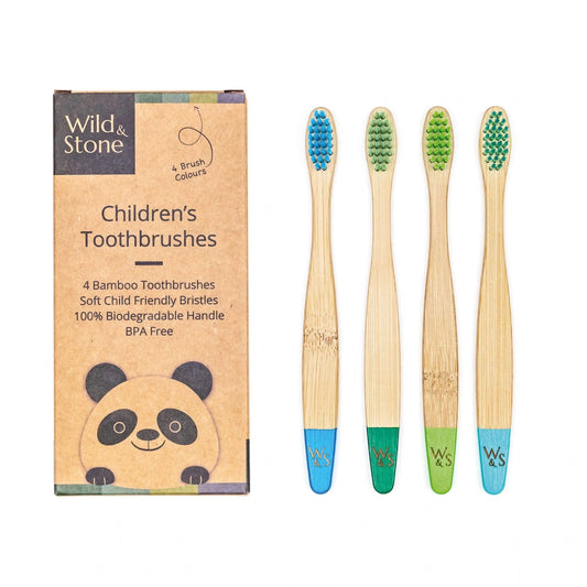 Children's Bamboo Toothbrush - 4 Pack - www.thecotswoldecocompany.co.uk