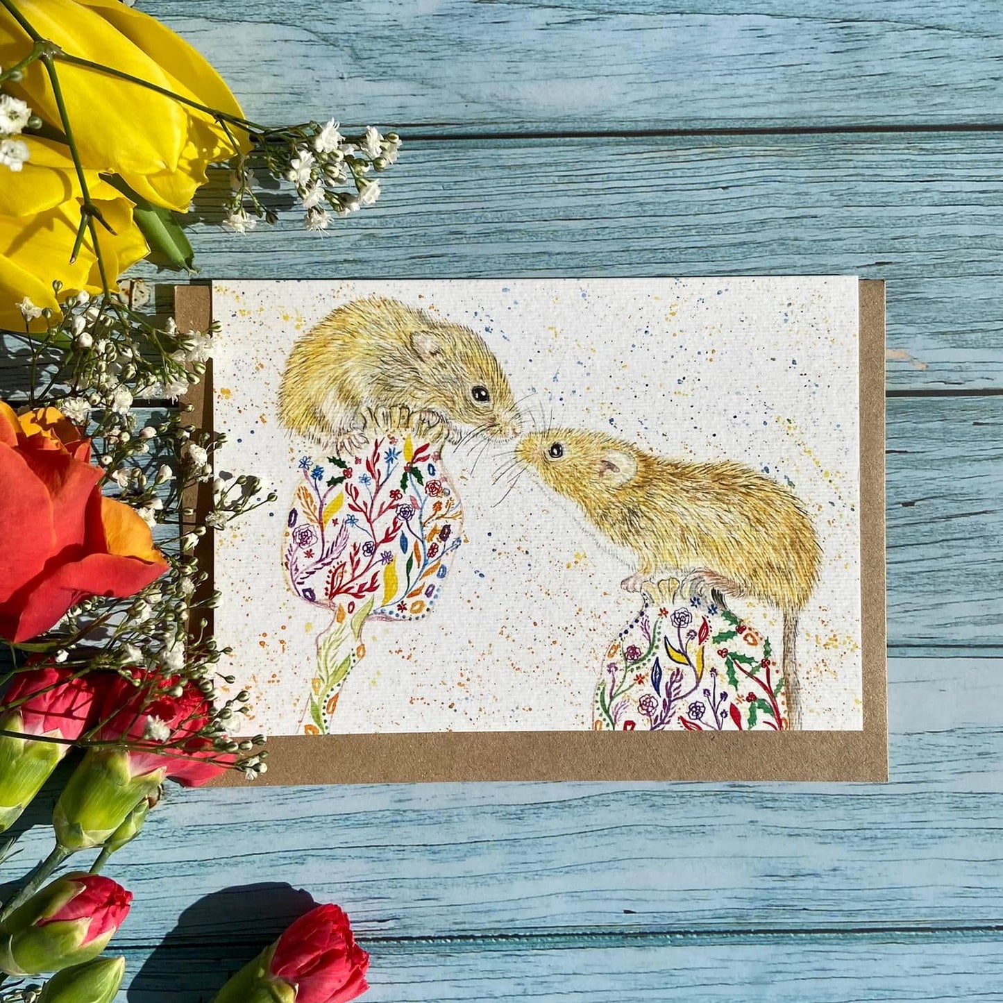 Jen Winnett Art - Eco-Friendly Valentines Card - Field Mice