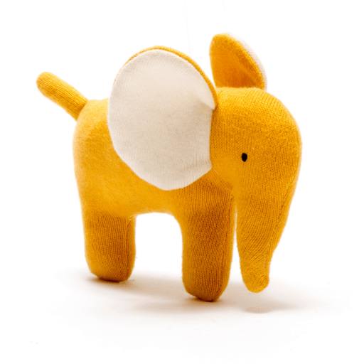 Organic Cotton Scandi Elephant Toy Mustard